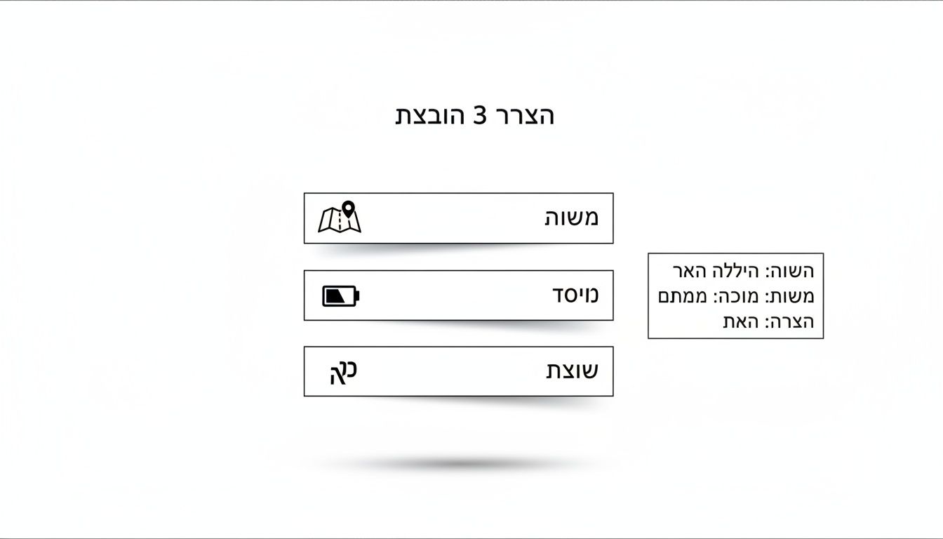 ממשק משתמש דיגיטלי המציג טקסט 'הצהרה 3 הובצבת', שלושה כפתורים עם אייקונים, וסיכום נתונים בעברית.