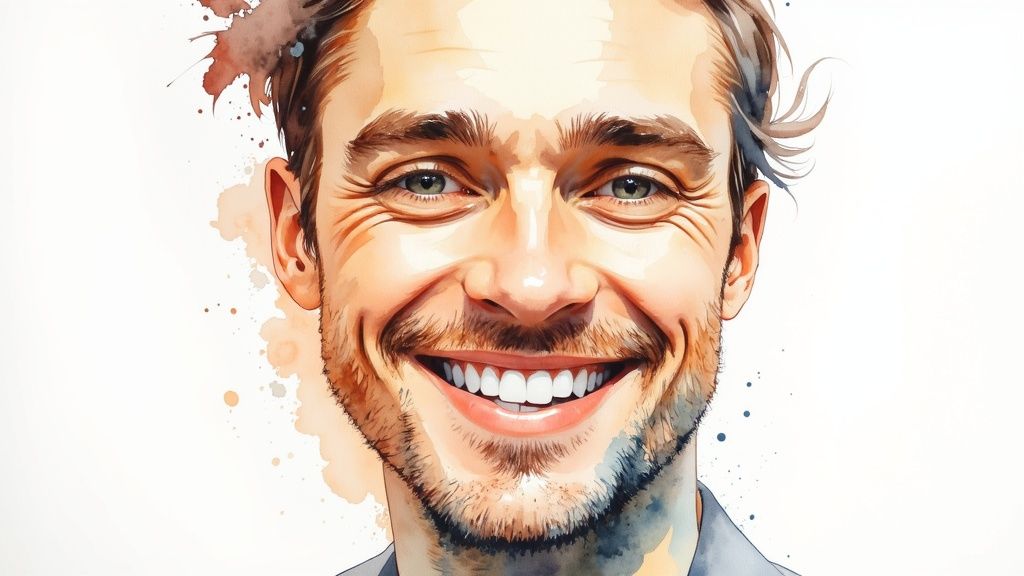 Genuine Smile with Lip and Teeth Display