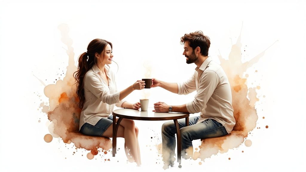 A couple smiling and holding hands while sitting on a park bench, representing a strong relationship.