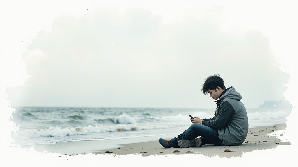 A person sitting alone, looking out a window with a thoughtful expression