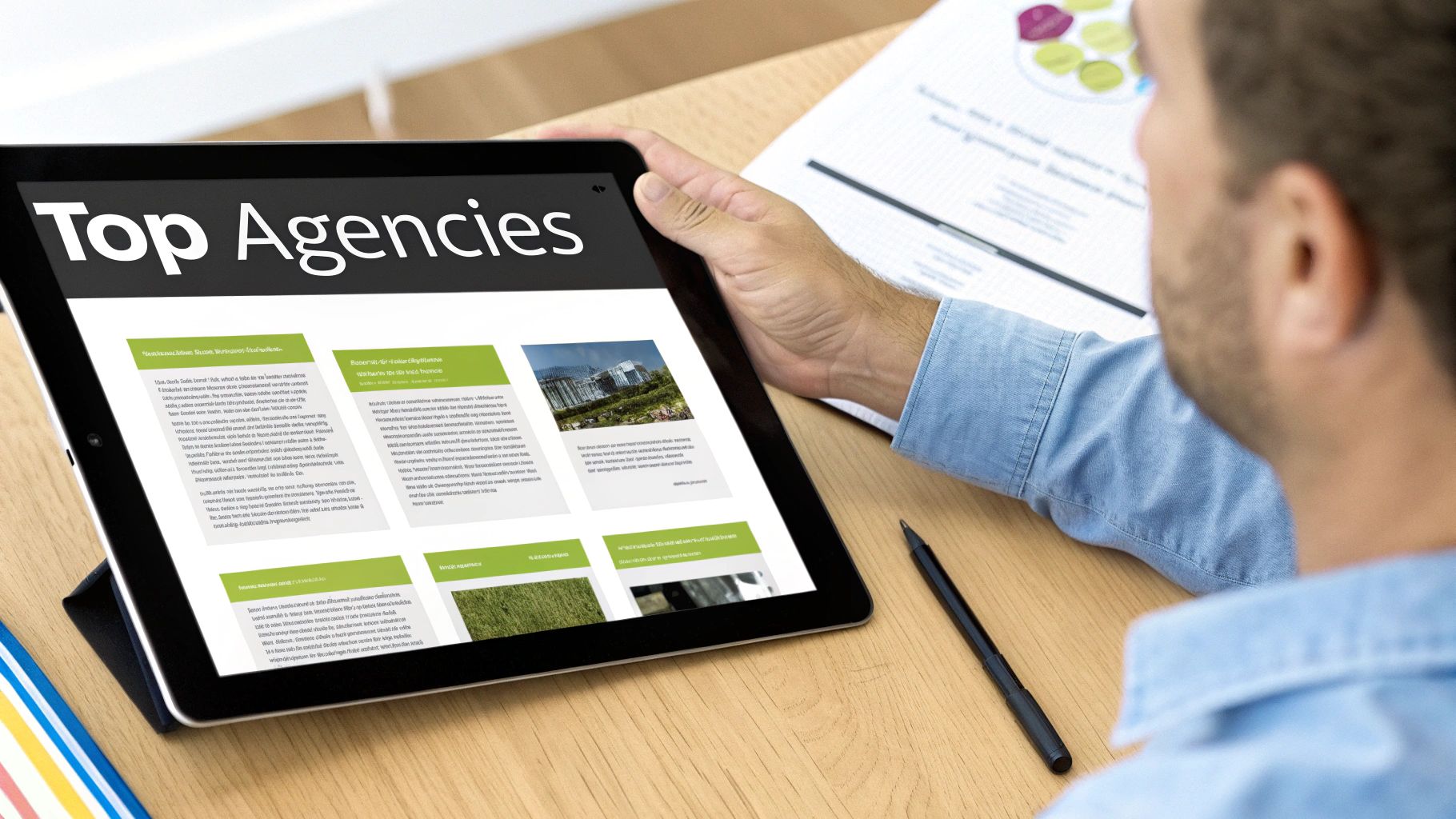 A team of construction workers in high-visibility vests on a site.