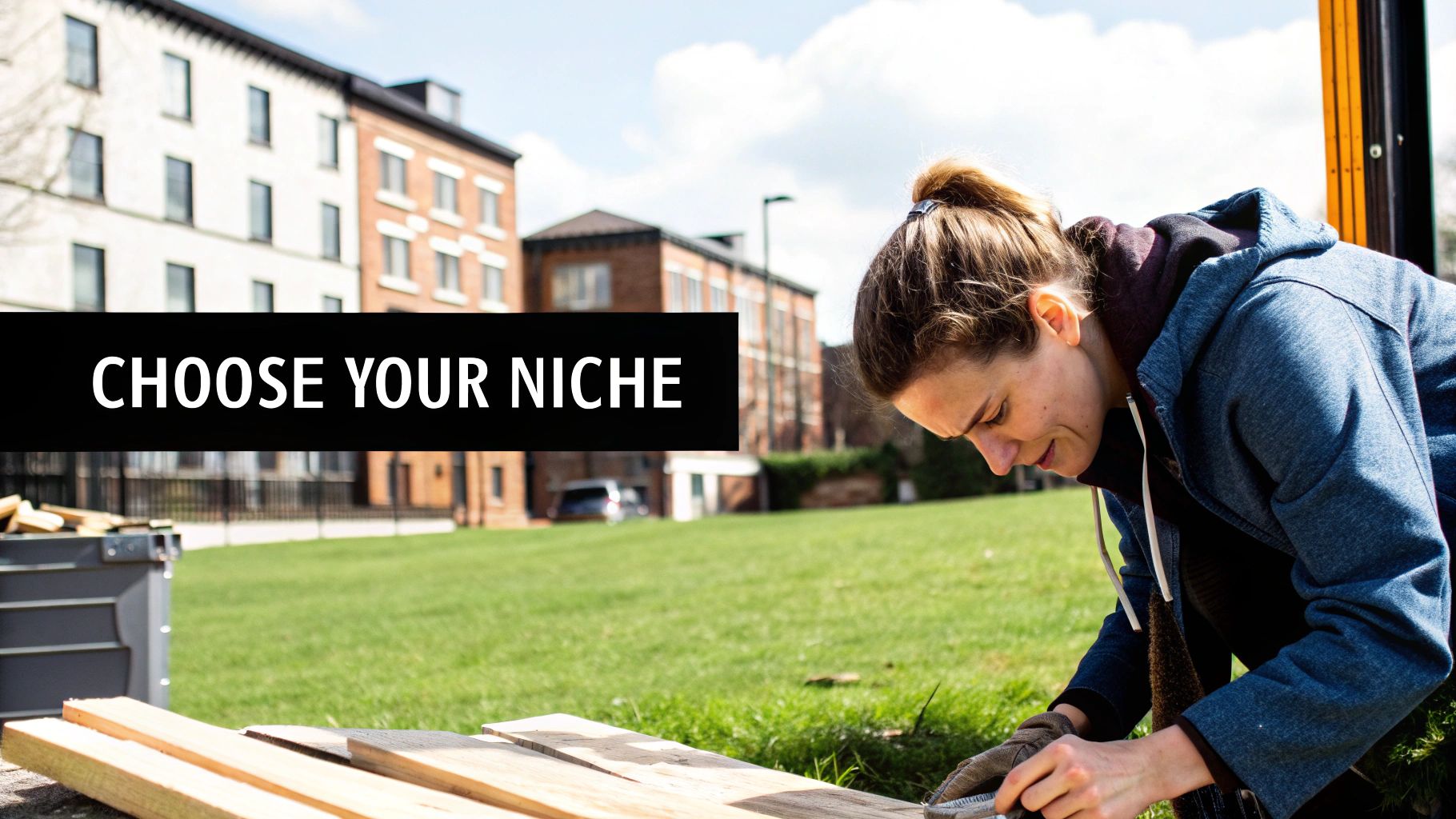 A carpenter installs detailed skirting board in a newly constructed room.