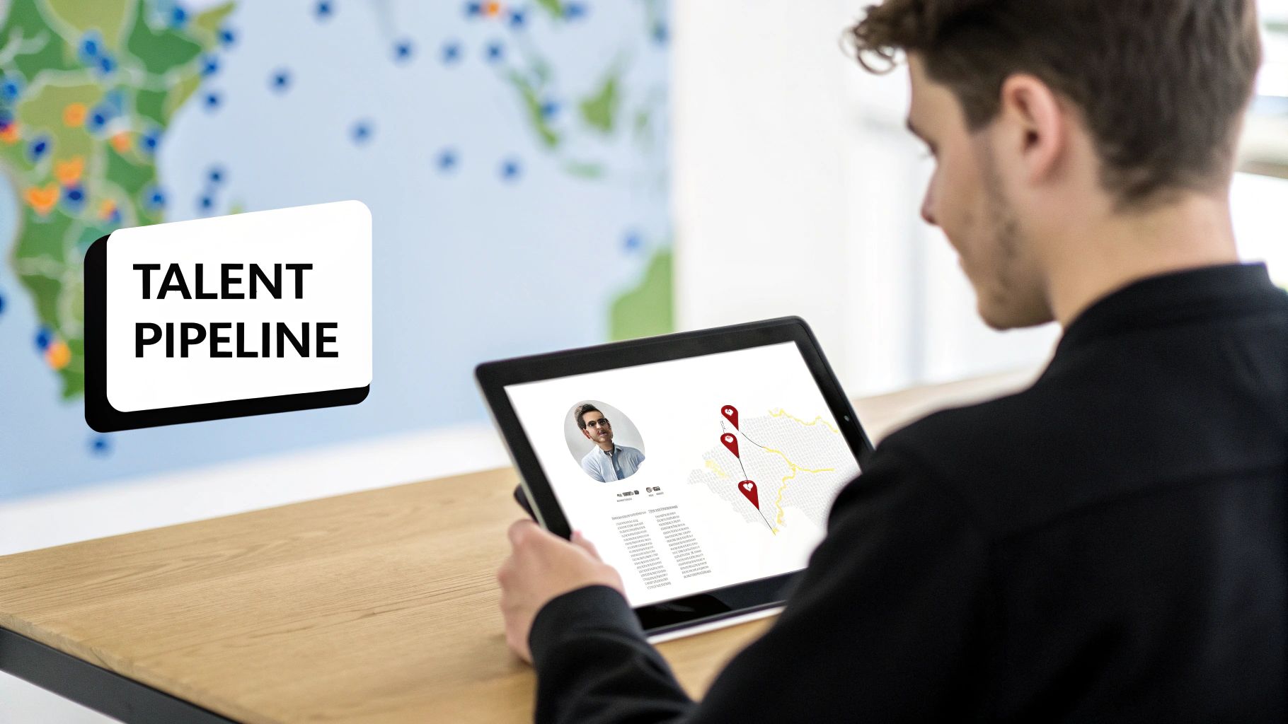 Qualified construction worker in safety gear looking at plans on a job site.