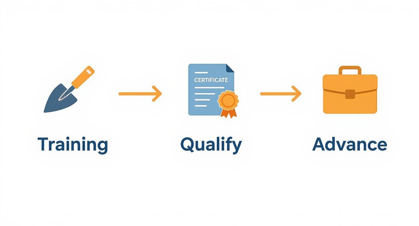 Infographic about how to become a bricklayer