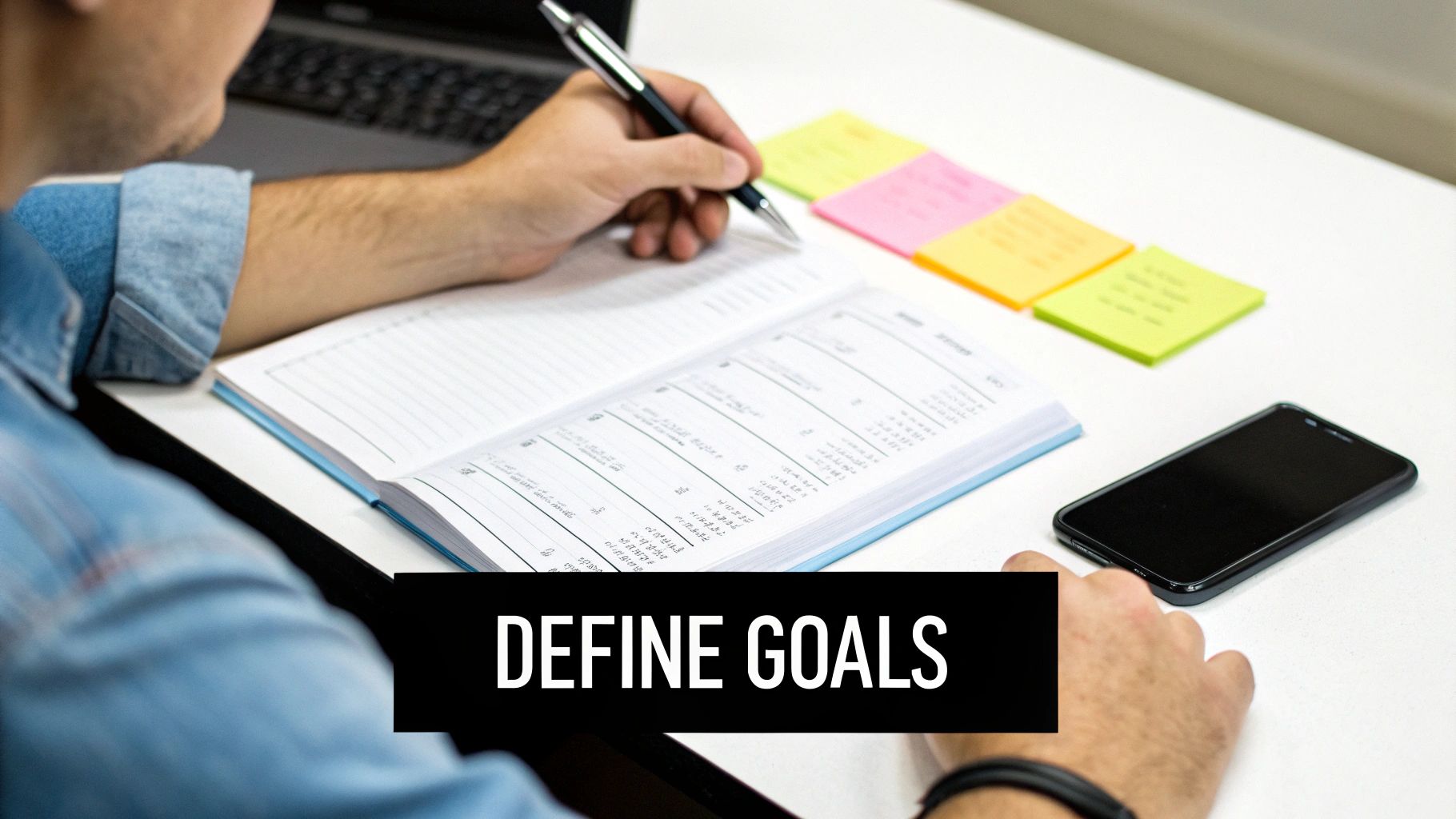 A coach defining goals, a key step before hiring an SEO company for coaches.