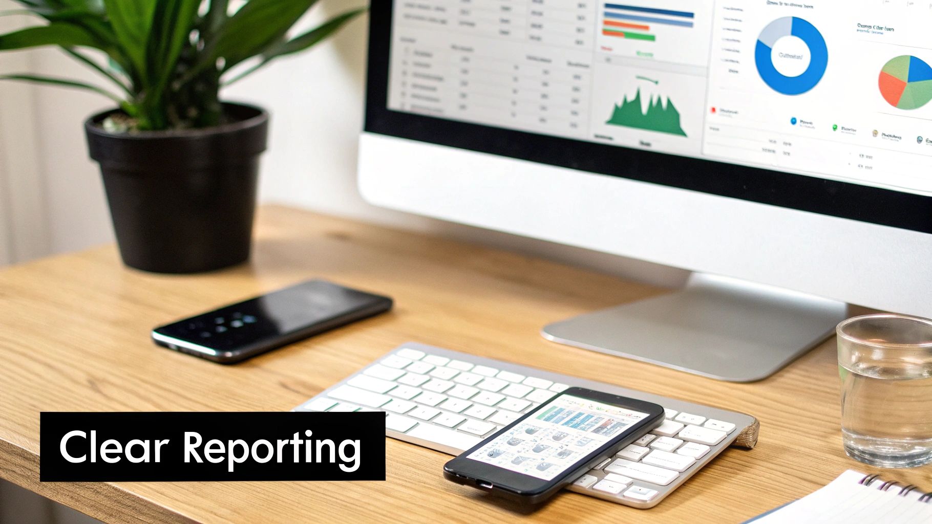 A dashboard showing key performance indicators (KPIs) for a Maryland SEO campaign.