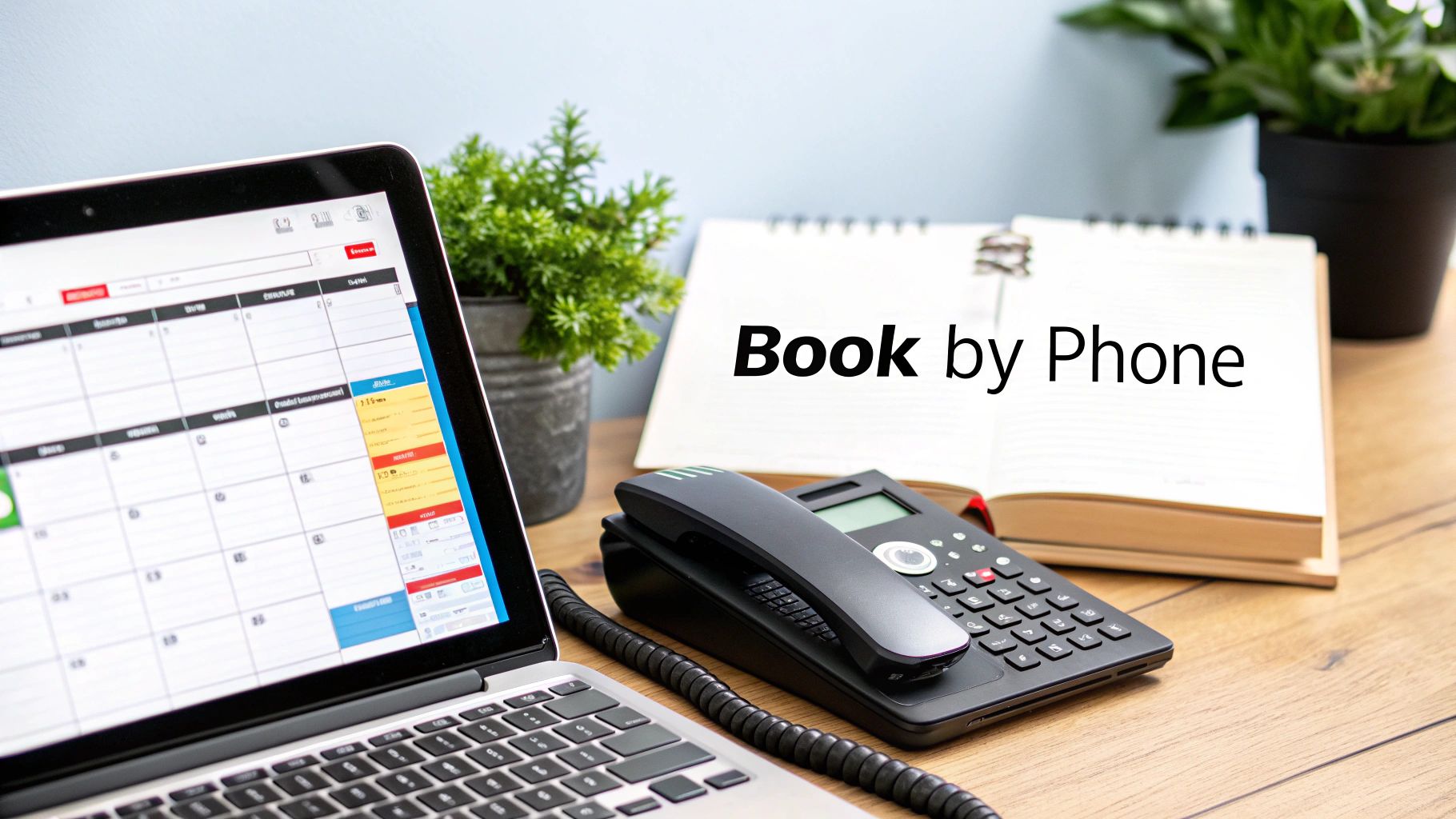 A contractor's desk setup for booking jobs, an important part of lead generation for contractors.