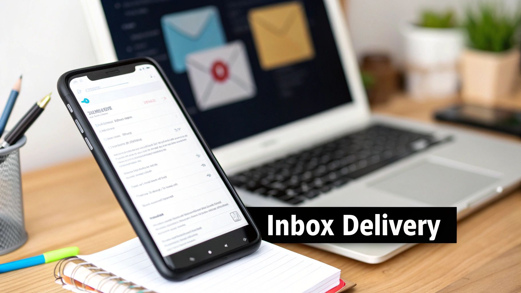 A person checking email deliverability and mobile optimization in an email marketing platforms comparison test.