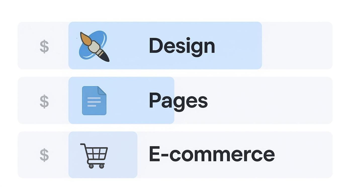 Infographic about how to use a website design cost calculator.