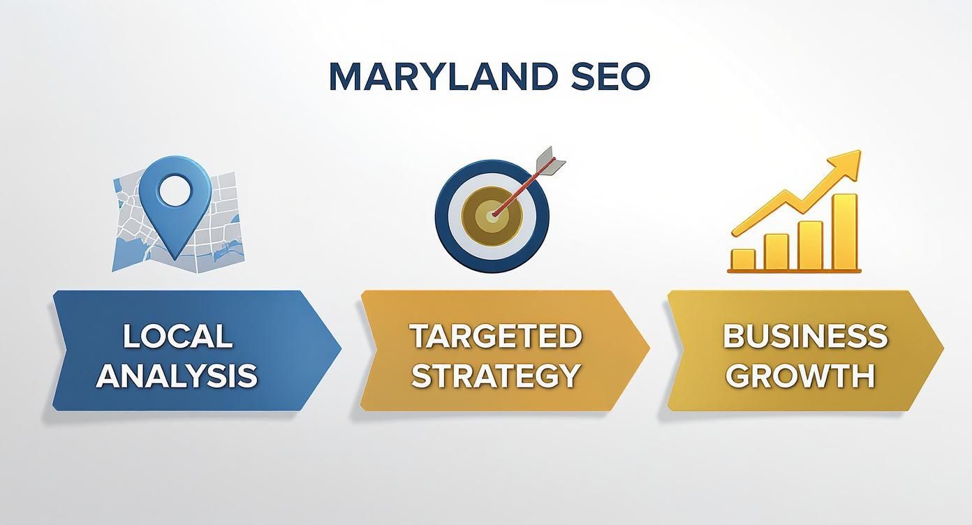 Infographic detailing the strategic process of a Maryland SEO company.