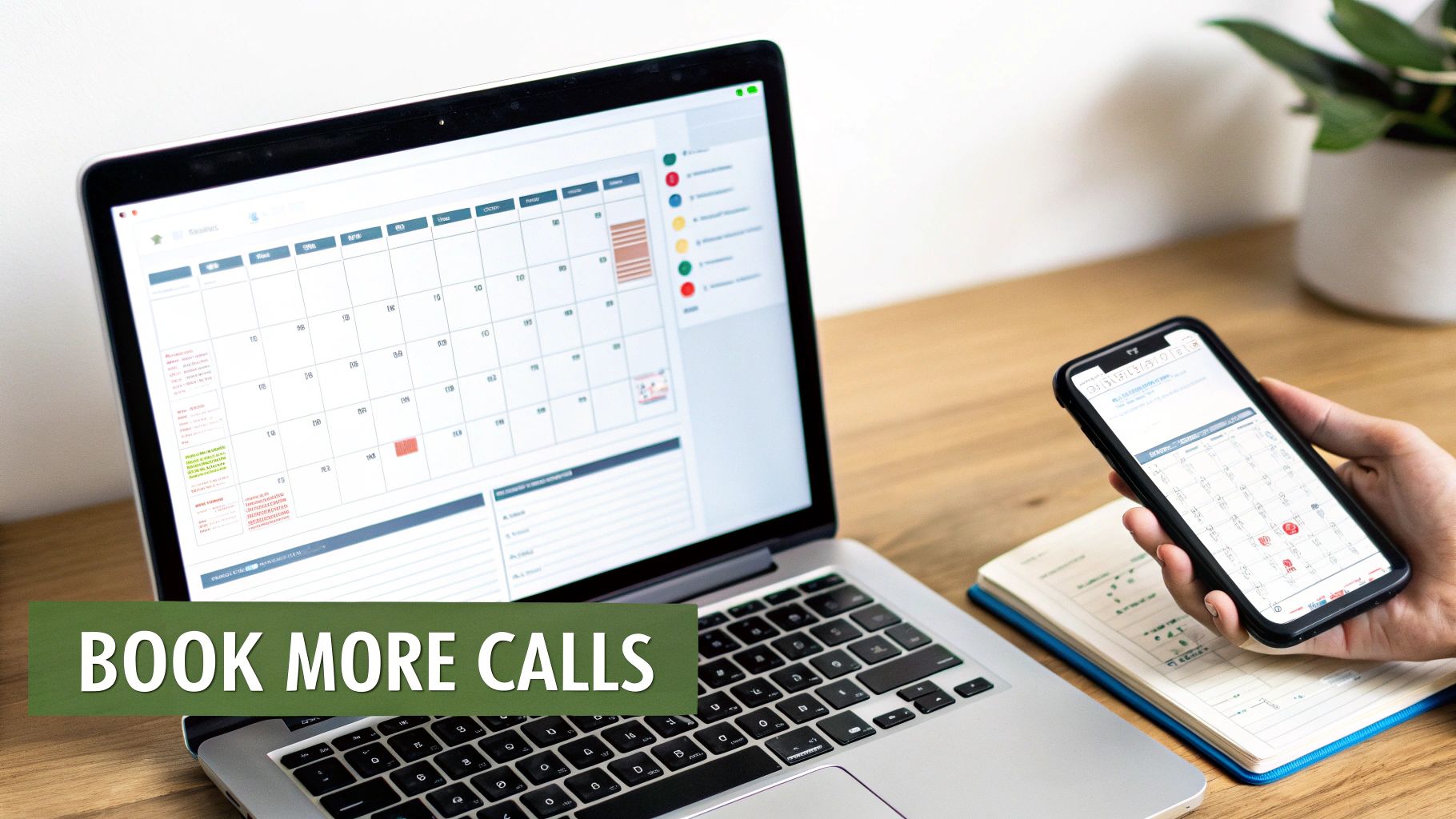 A person managing a digital calendar on a laptop and smartphone, showcasing website appointment scheduling for digital marketing for coaches.