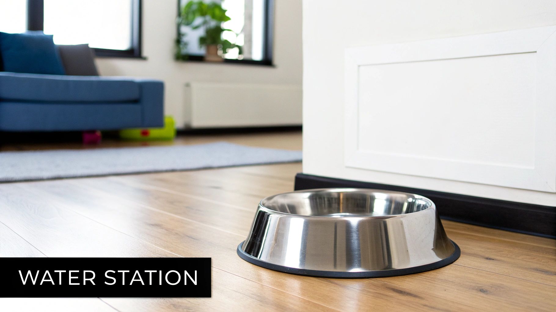 A white dog drinks from a stainless steel circulating water fountain.