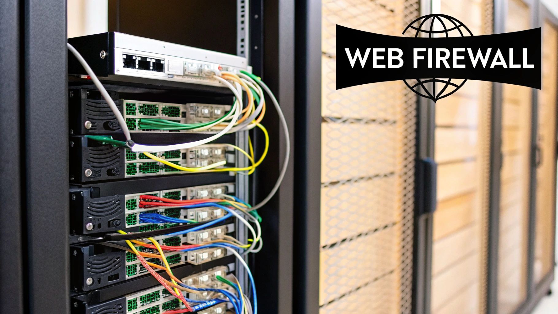A diagram illustrating how a Web Application Firewall (WAF), a crucial website security tool, sits between users and the web server to block malicious traffic.