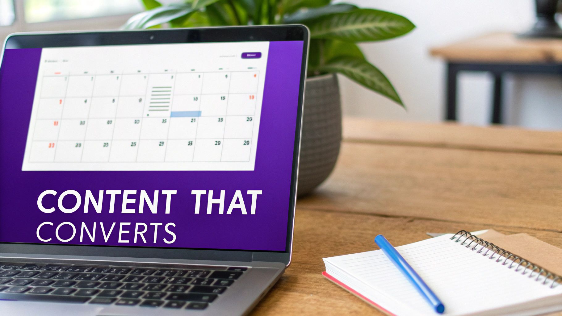 A person at a desk surrounded by content ideas, illustrating the process of creating content.