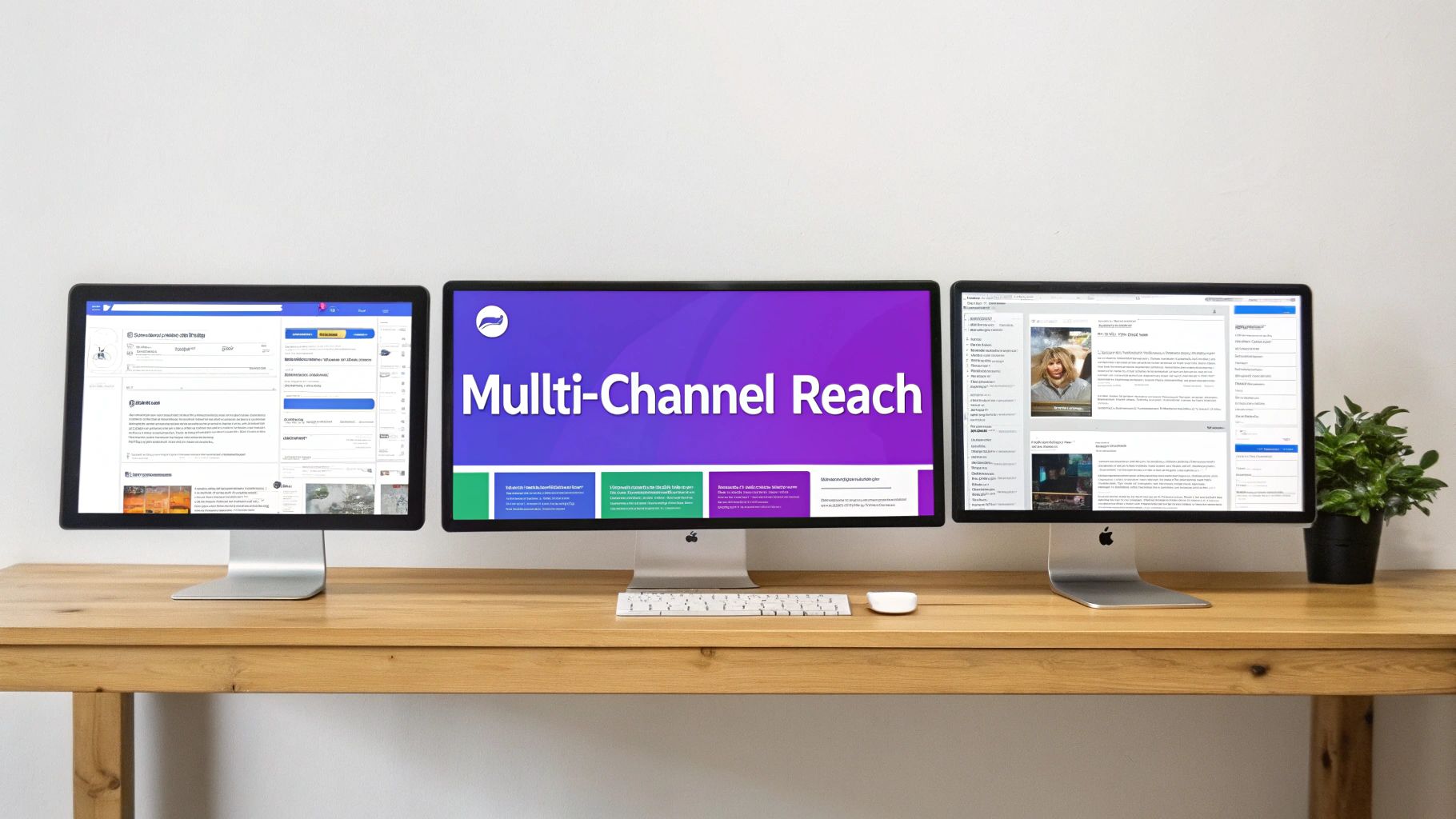 A digital interface showing various marketing channels and data analytics.