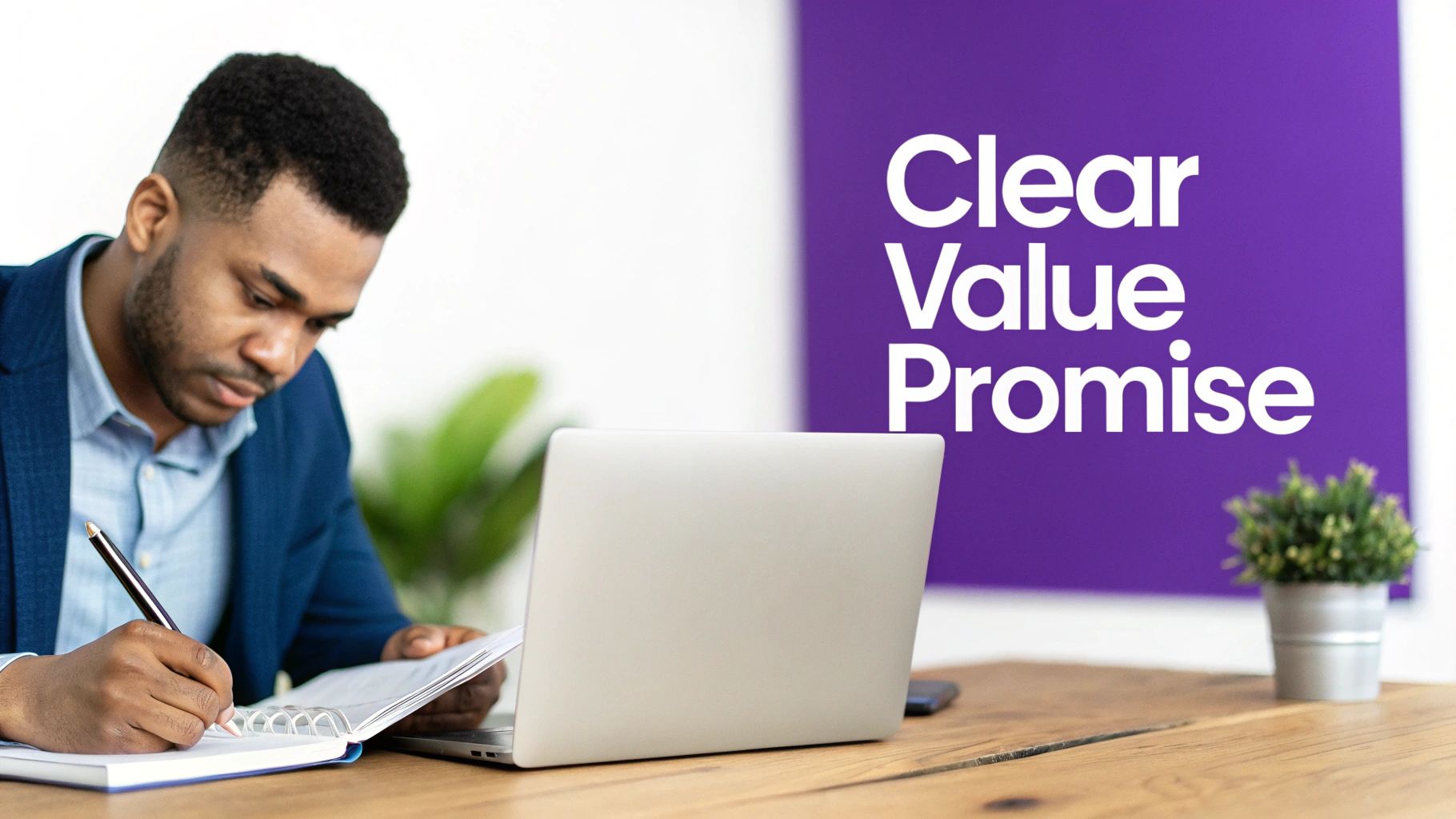 A team collaborating around a whiteboard, strategizing and writing down ideas for a value proposition.