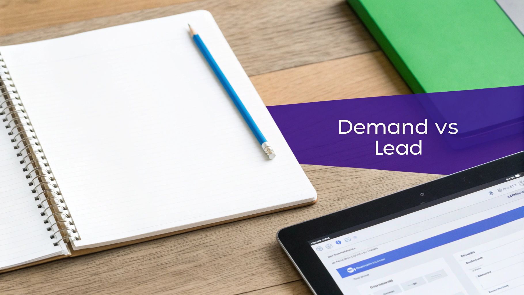 A split image showing a brain with ideas for demand generation and a magnet attracting leads for lead generation