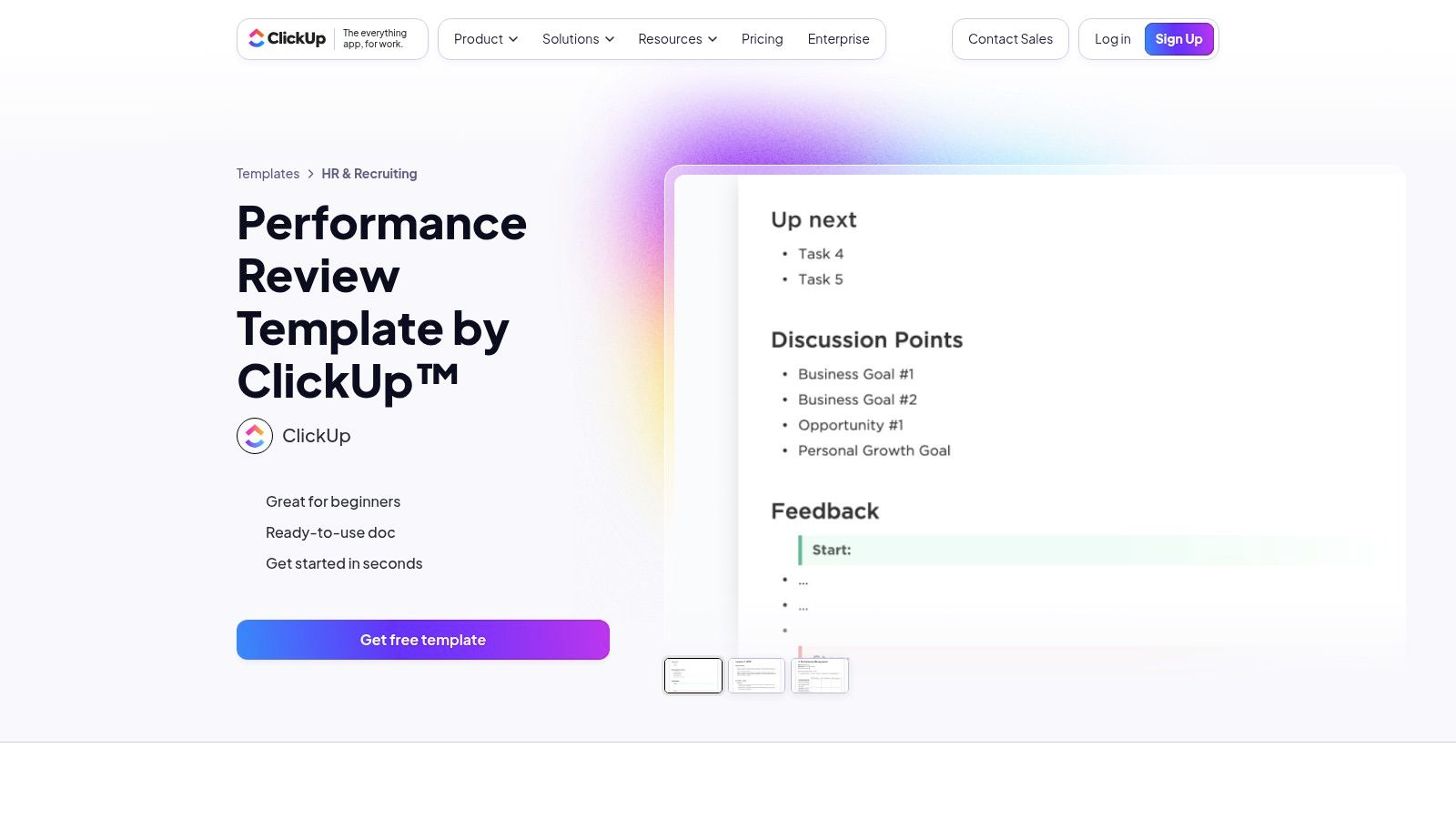 ClickUp performance review templates template preview