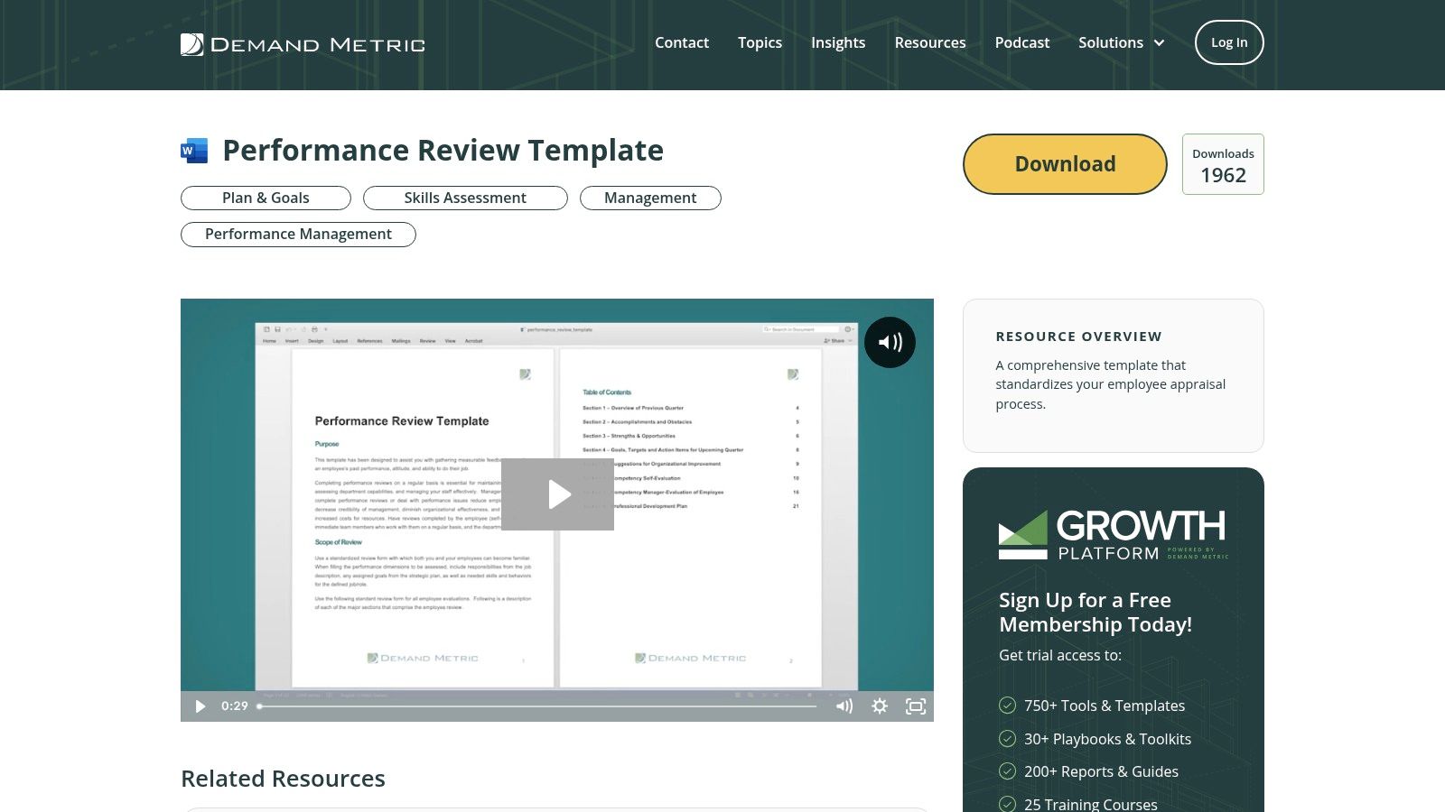 Demand Metric performance review template document