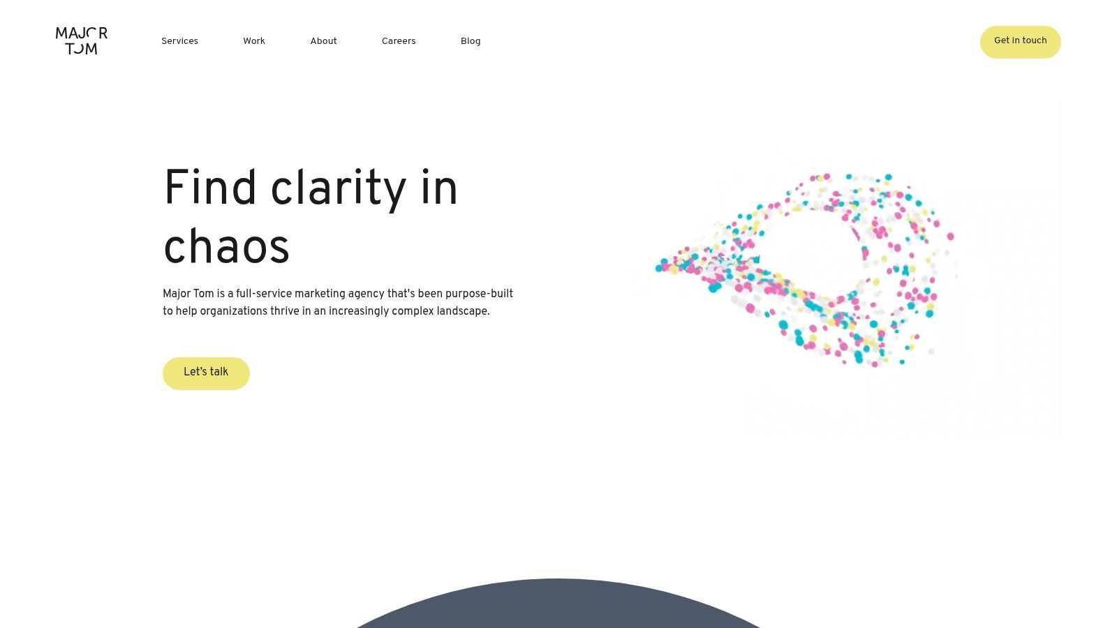 Major Tom's agency website showcasing their services