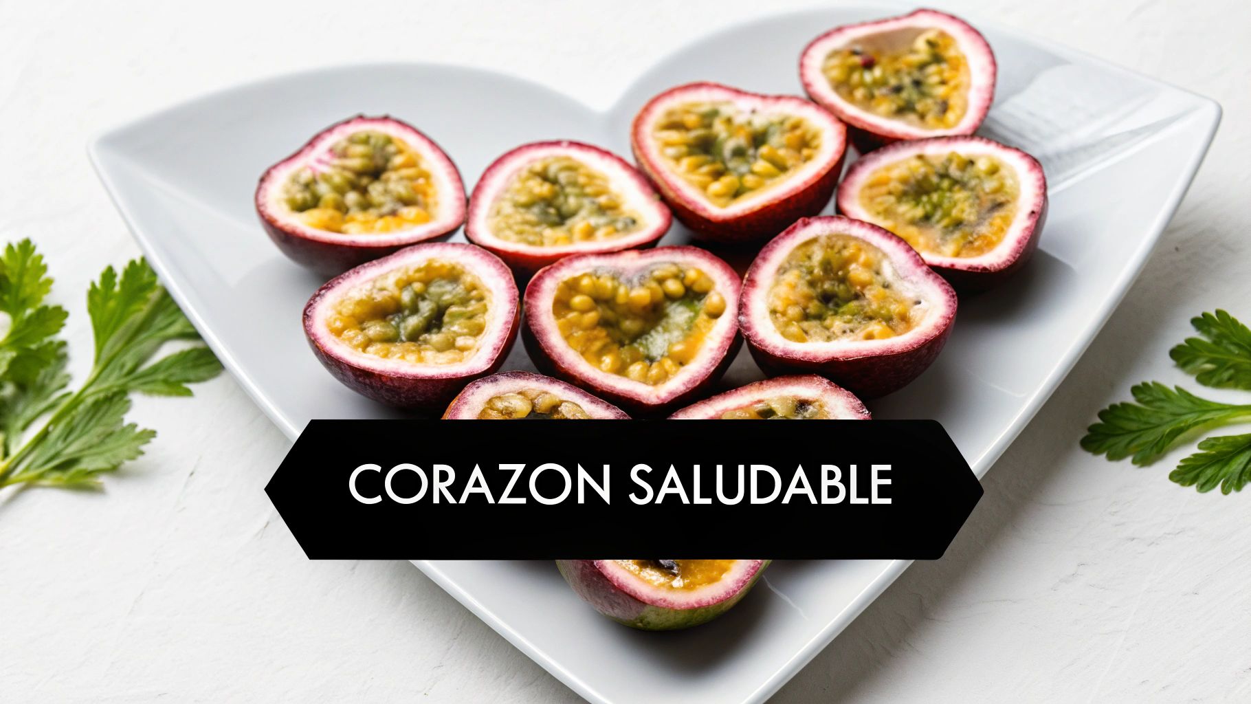 Infografía que muestra los componentes de la chinola que apoyan la salud del corazón, como el potasio y los antioxidantes.