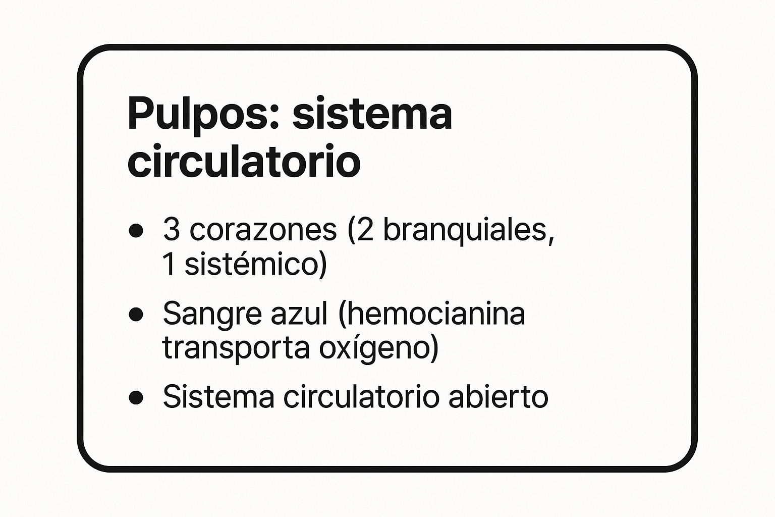 Infographic showing key data about Los pulpos tienen tres corazones y sangre azul