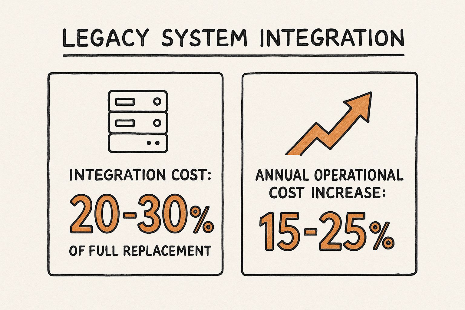 Infographic showing key data about Legacy System Integration