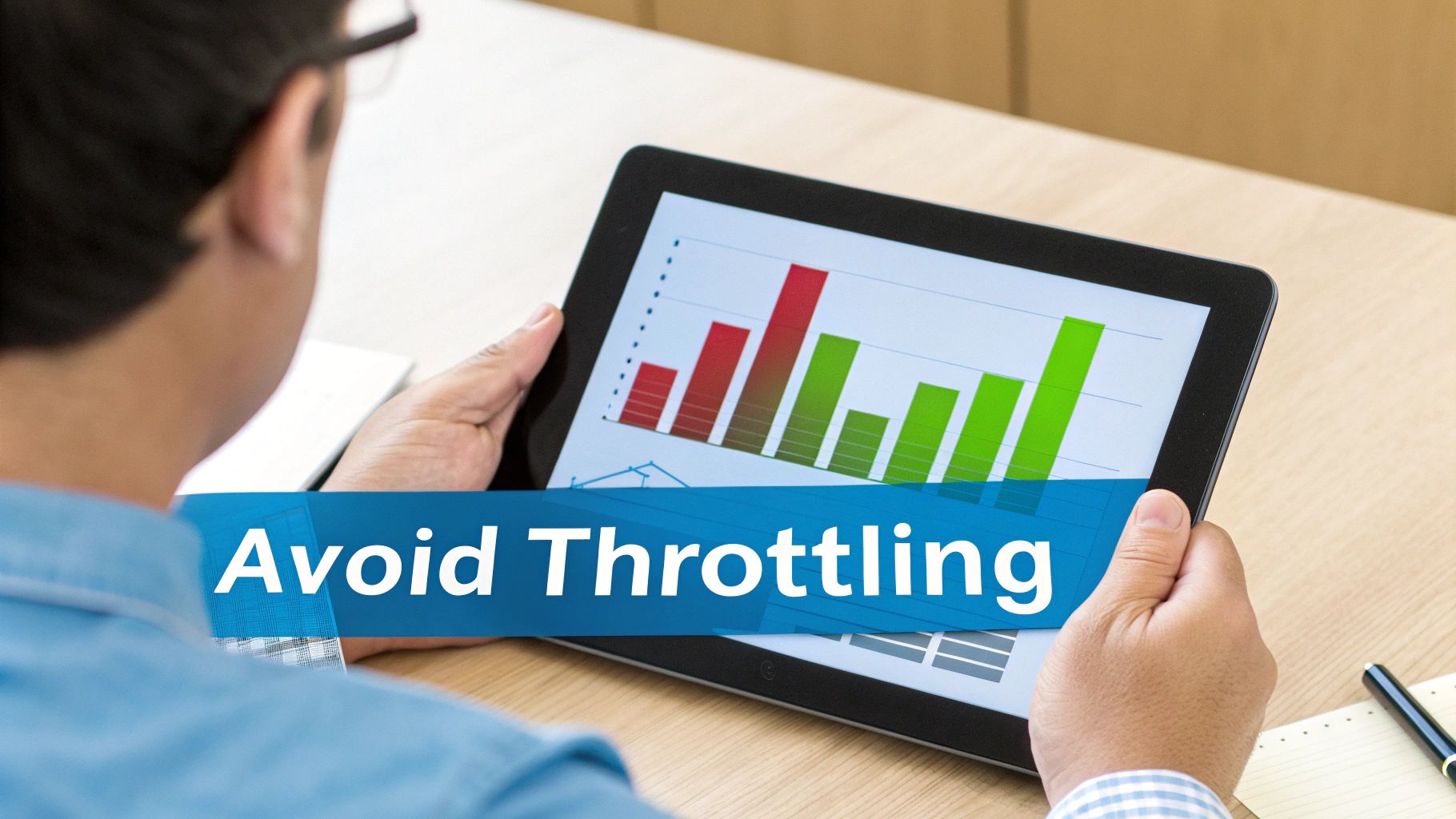 A person on a laptop, analyzing data plans and charts on the screen.