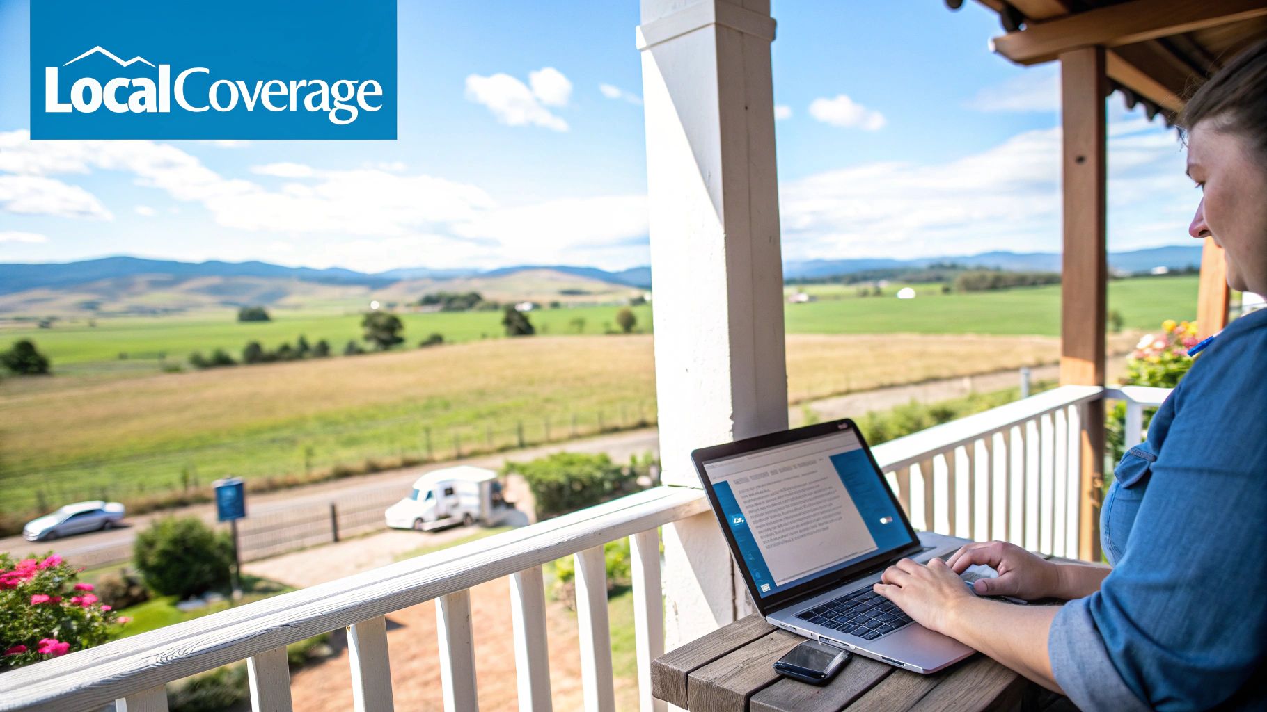 A person using a laptop to look at a 5G coverage map of their local area.