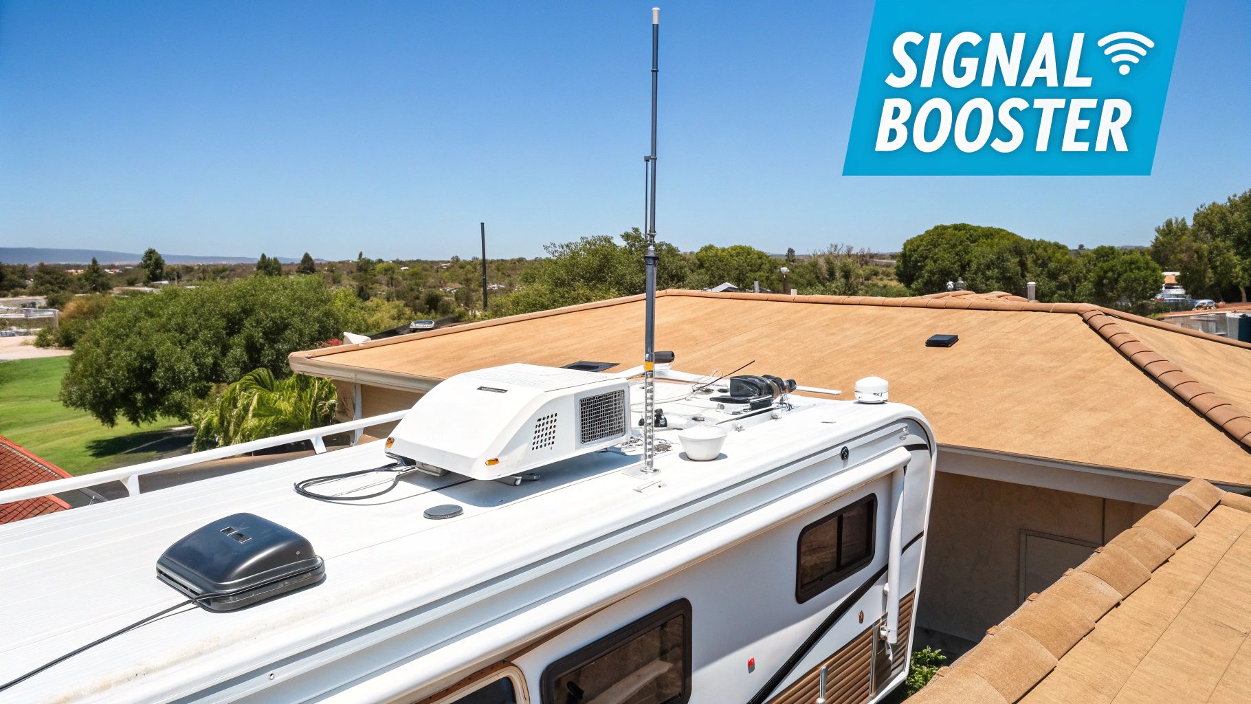A person sitting at a dinette in an RV, working on a laptop with a calculator nearby, planning a budget.