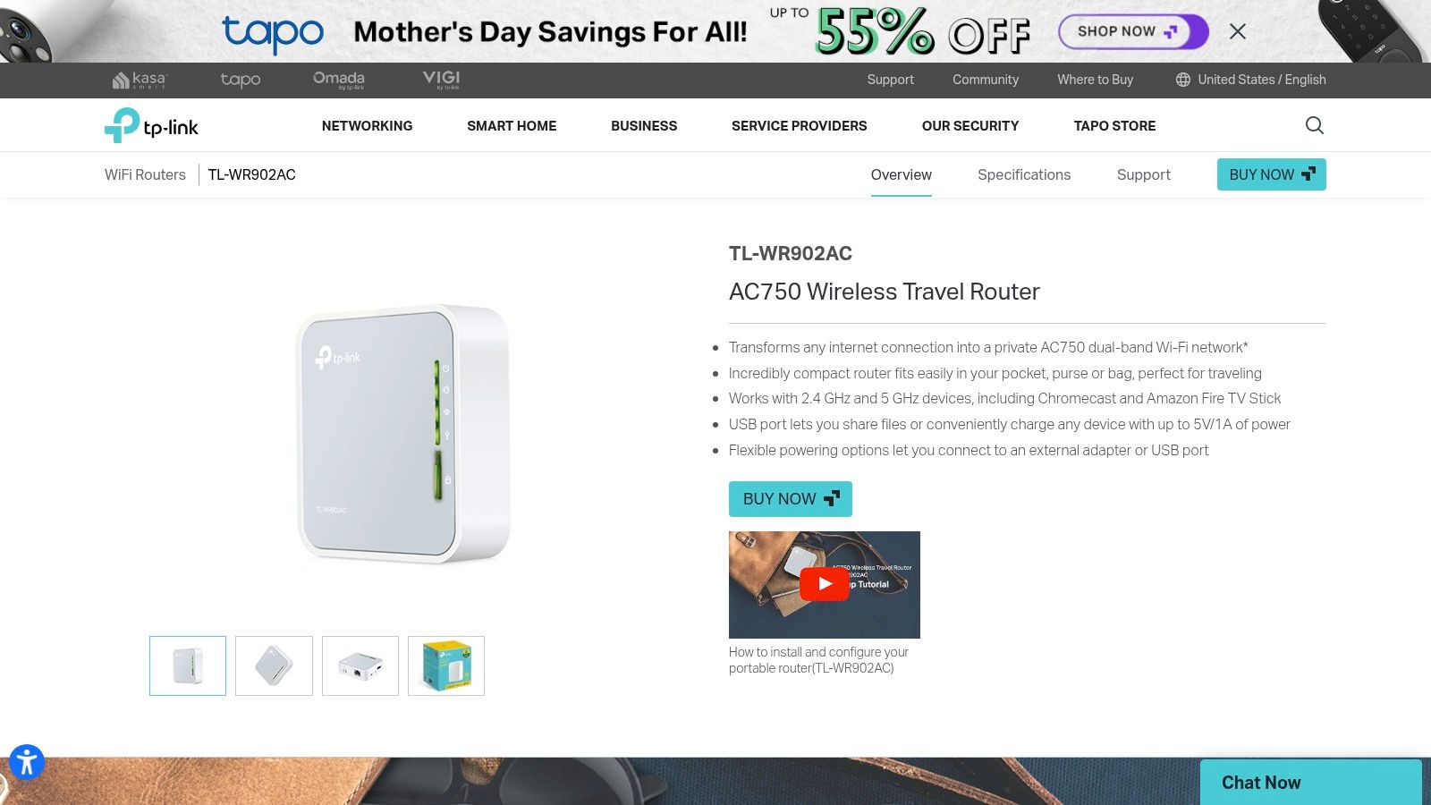 TP-Link AC750 Wireless Portable Nano Travel Router (TL-WR902AC)
