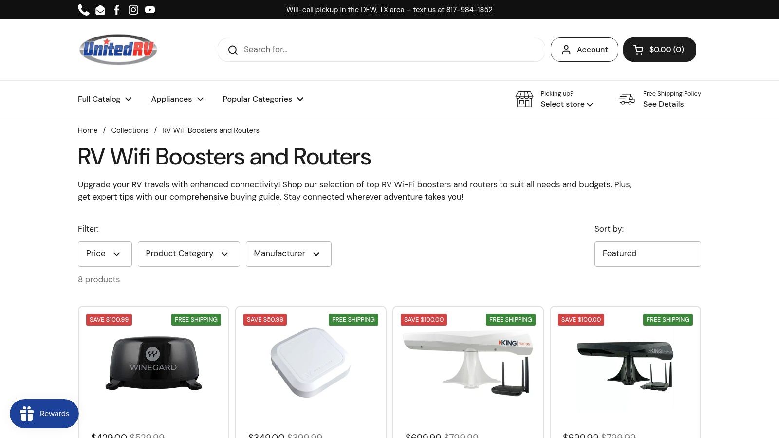 United RV Parts WiFi Selection