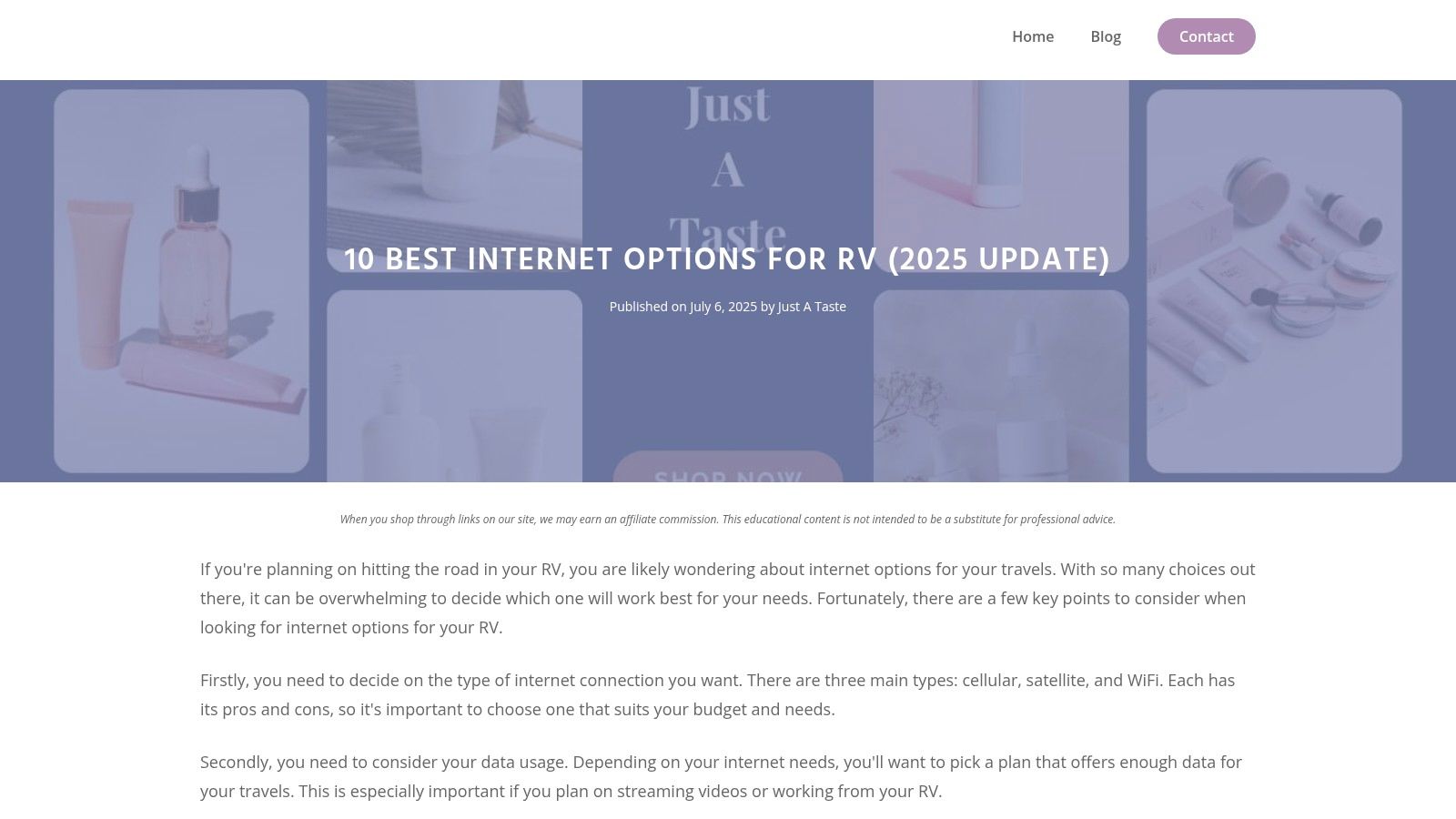 Just A Taste Website