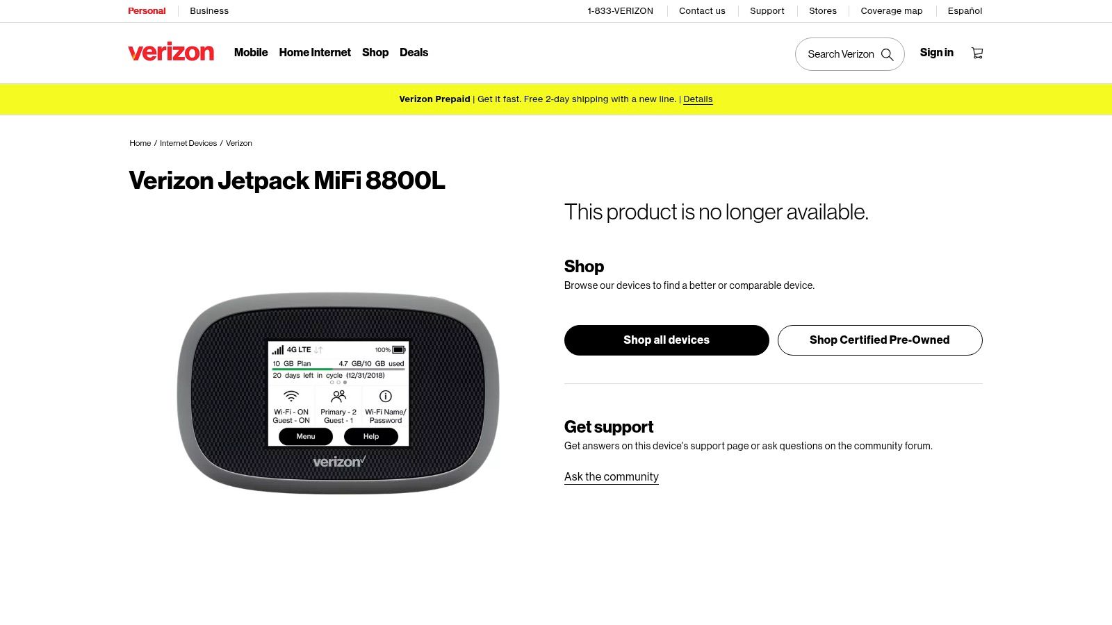 Verizon Jetpack MiFi 8800L