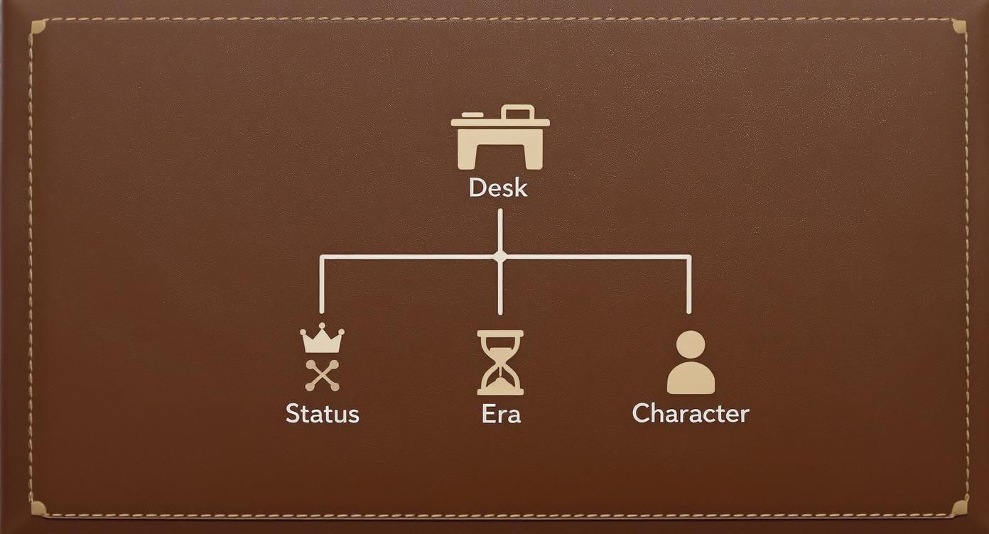 Infographic about leather topped desk