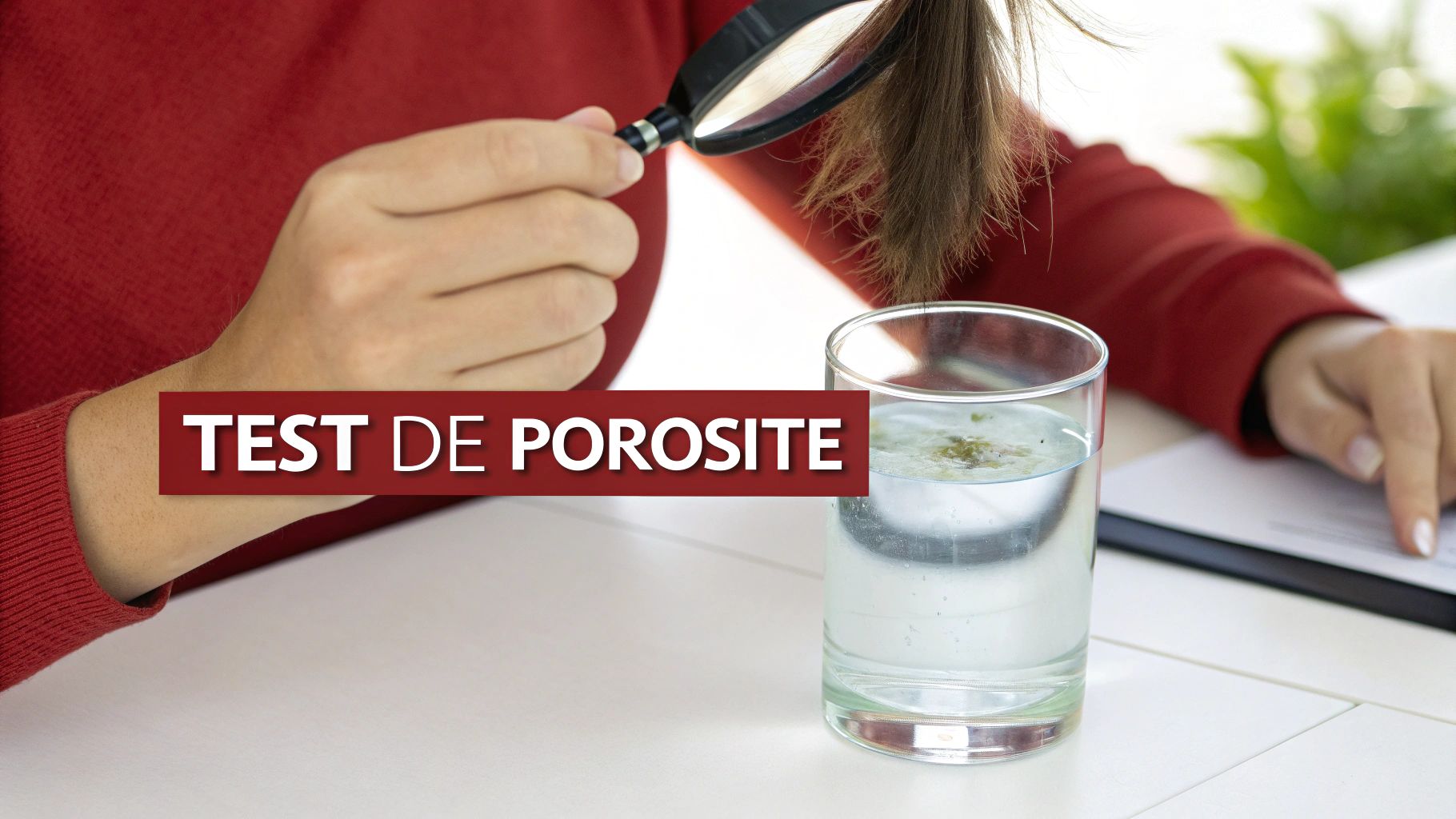 Personne analysant la texture de ses cheveux en les tenant entre ses doigts