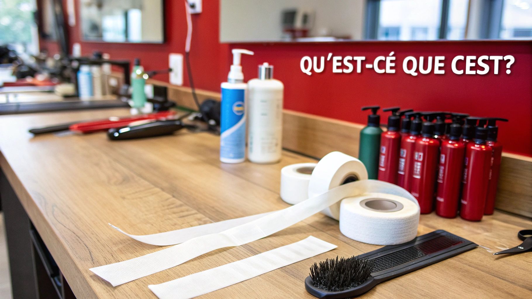 Une femme aux cheveux longs et blonds, résultat d'extensions à bande adhésive posées chez Velvety Paris.