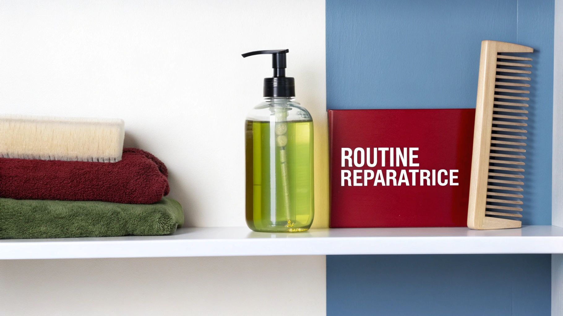 Une femme appliquant un masque hydratant sur ses cheveux, symbolisant une routine de soin réparatrice à la maison.