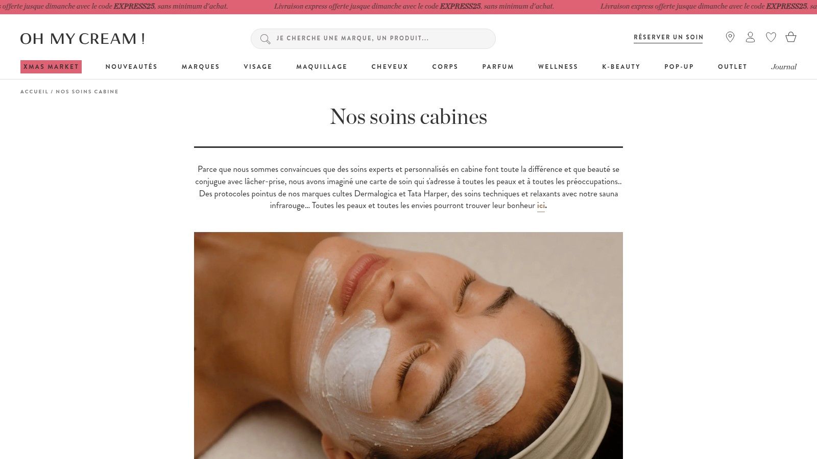 Une cabine de soin épurée chez Oh My Cream, évoquant une atmosphère de bien-être et d'expertise.