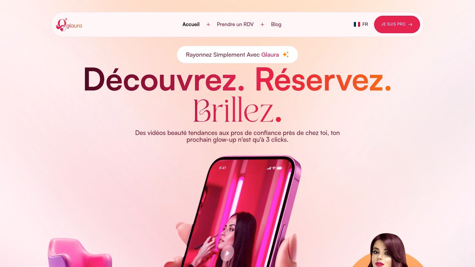 1. Glaura : L'inspiration vidéo pour choisir et réserver en un clic