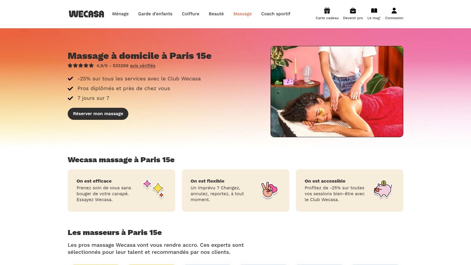 Wecasa – Massage à domicile à Paris 15