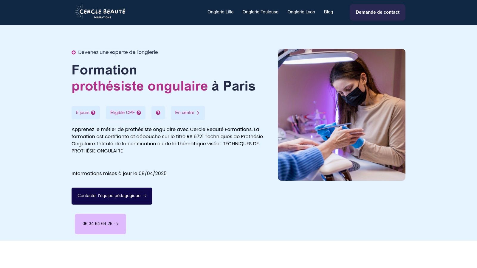 Cercle Beauté Formations – Prothésie ongulaire (Paris)