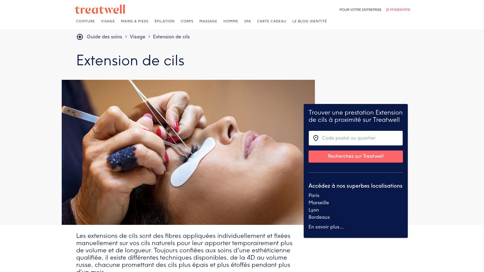 Exemple de pose d'extension de cils volume russe