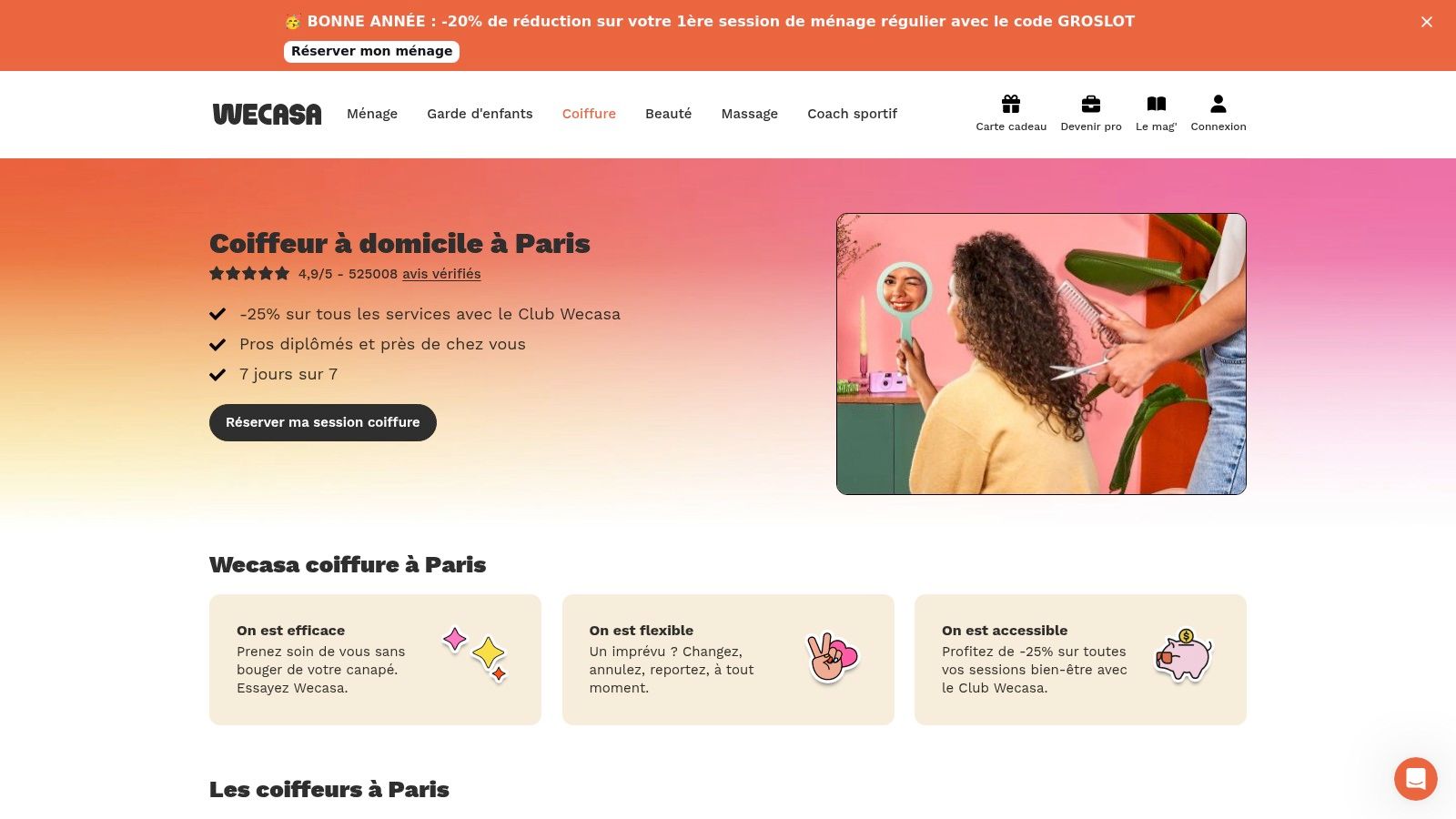 Coiffure à domicile à Paris avec Wecasa