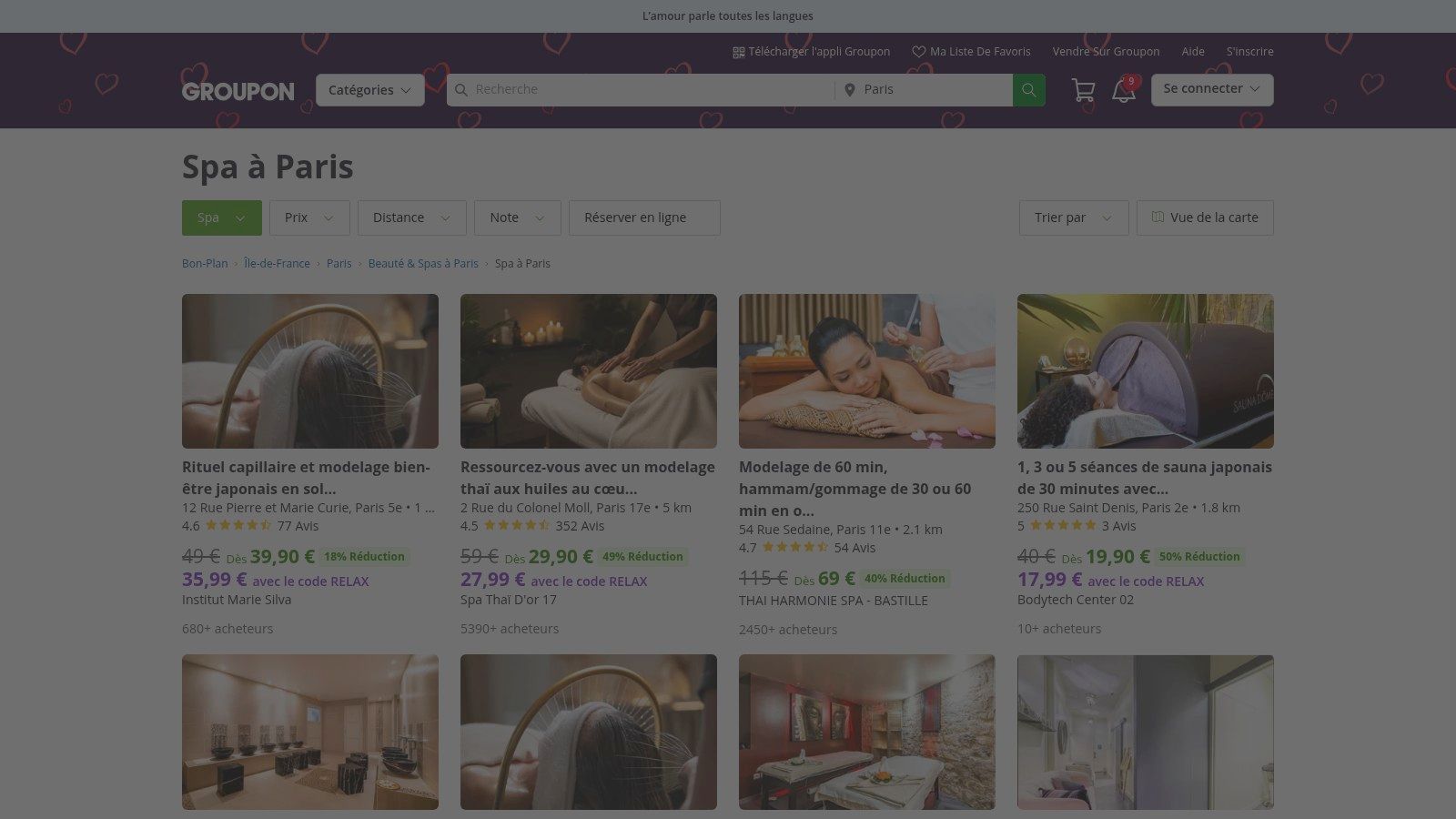 Groupon (section Spa Paris)