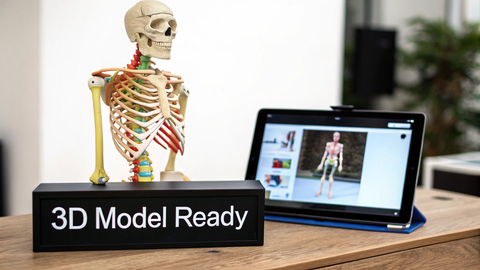 A detailed 3D rendering of a medical device being examined on a screen, ready for integration.