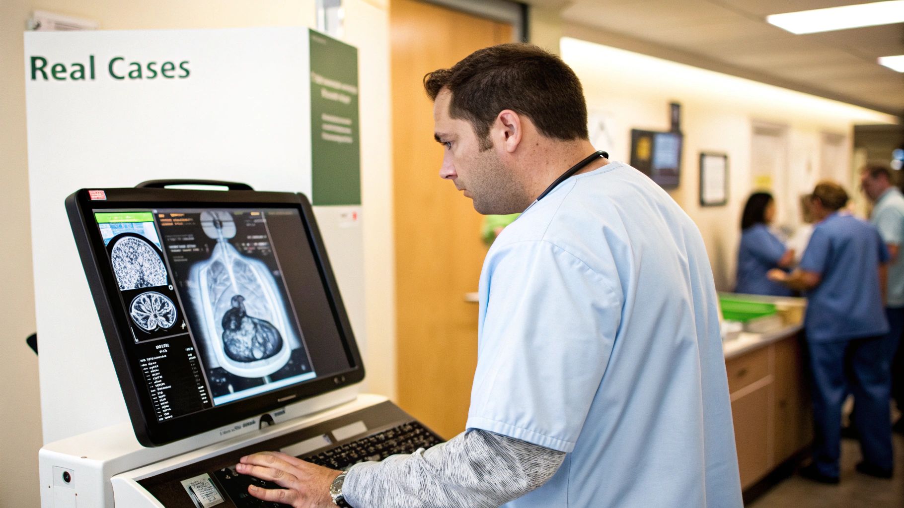 A detailed medical image showing the application of specific window settings for clinical diagnosis.