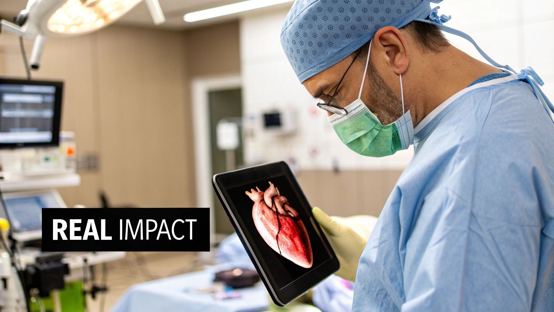 A surgeon planning a complex procedure with 3D models from CT scans