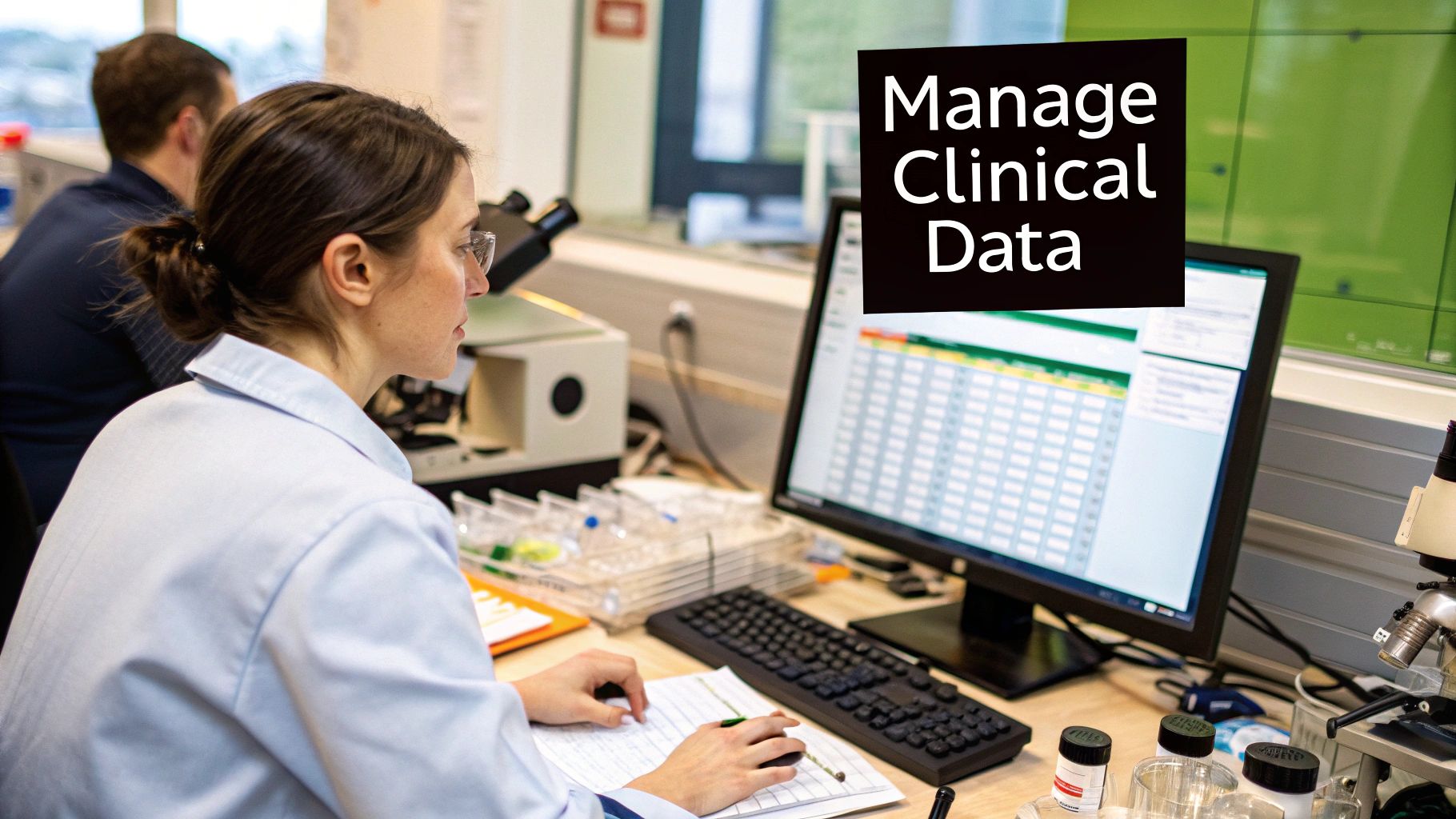 A flowchart illustrating the workflow of a Clinical Data Management System, showing the cycle of data entry, validation, query resolution, and reporting.