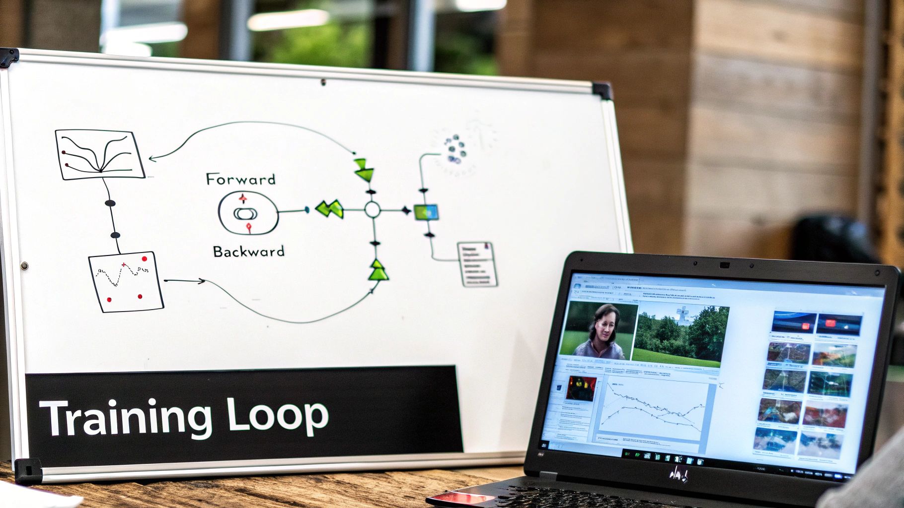 A diagram showing the iterative learning process of a neural network